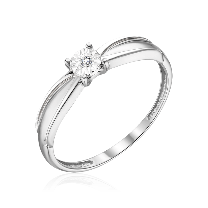 Кольцо с 1 бриллиантом из белого золота 585, фото № 1