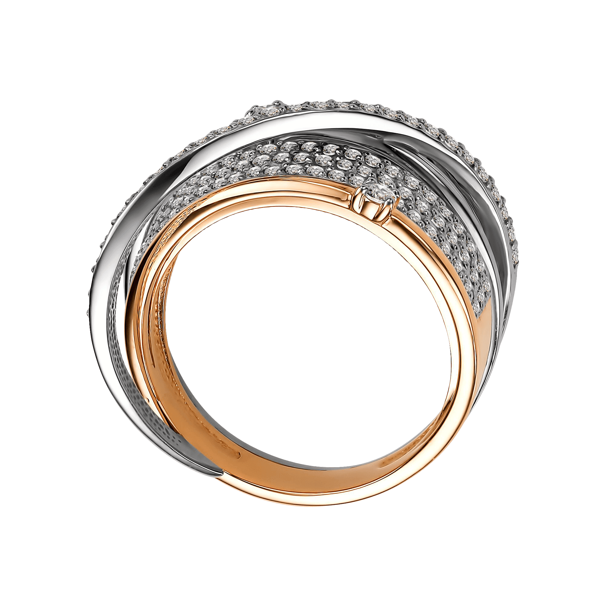 Кольцо с бриллиантами из красного и белого золота 585 пробы, фото № 2