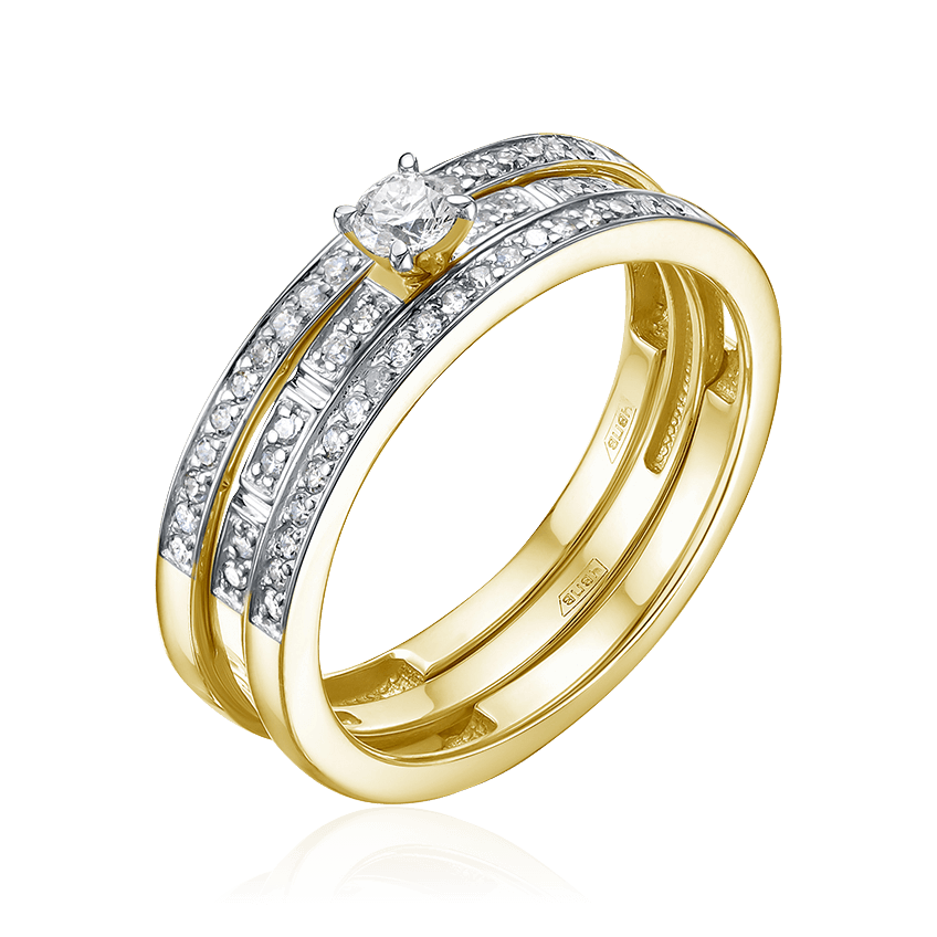 Кольцо с бриллиантами из желтого золота 585 пробы (арт. 93752)