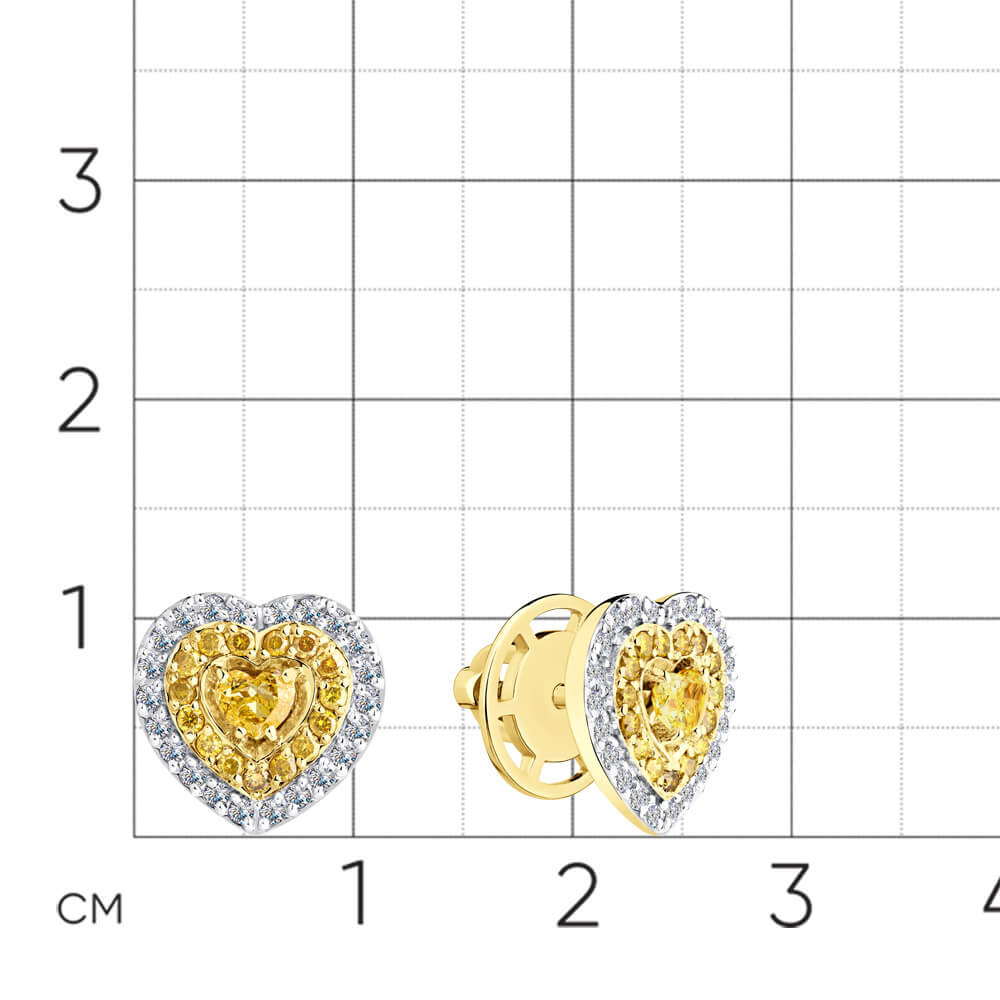 Серьги с бриллиантами из желтого золота 585 пробы, фото № 2