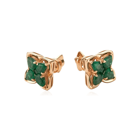 Серьги с изумрудом из красного золота 585 пробы (арт. 109256)