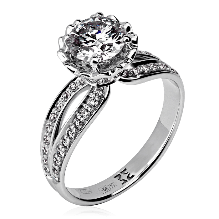 Кольцо из коллекции BRIDAL с бриллиантами из белого золота 750, фото № 1
