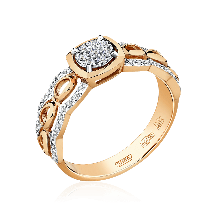 Кольцо с бриллиантами из комбинированного золота 585 пробы (арт. 100234)