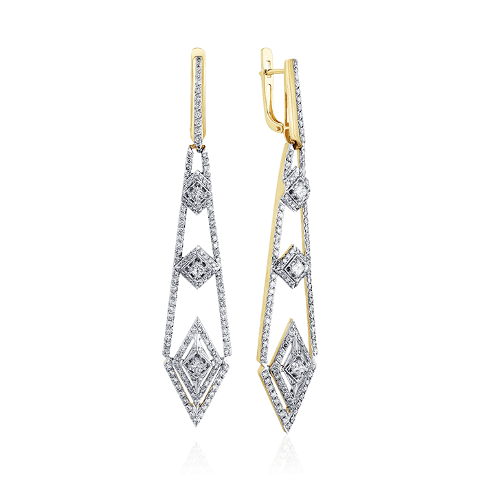 Серьги с бриллиантами из желтого золота 585 пробы (арт. 59901)