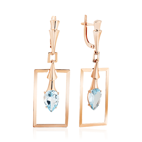 Серьги с топазом из красного золота 585 пробы (арт. 87278)