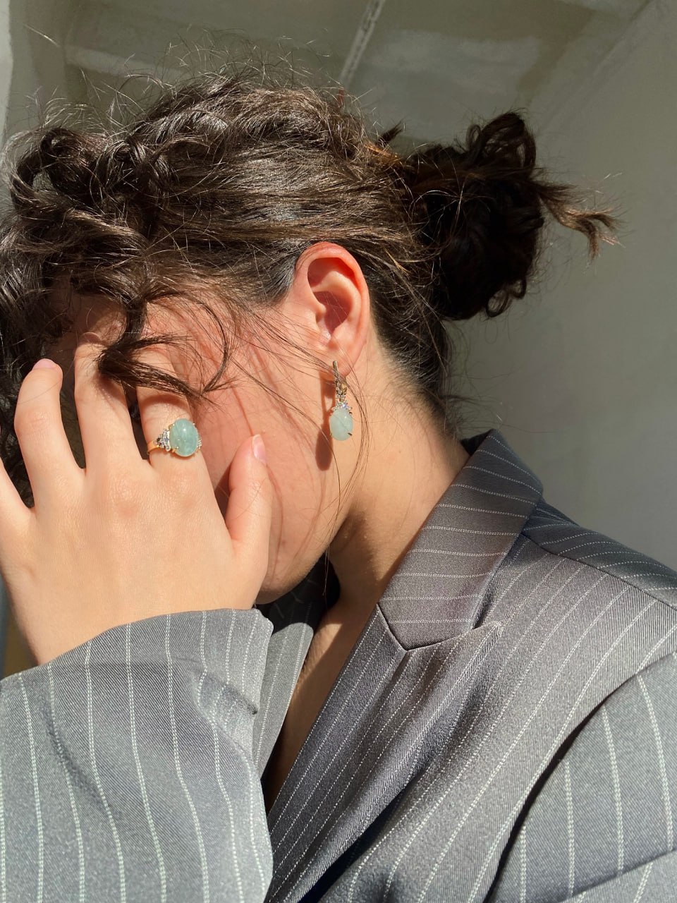 Кольцо с аквамарином, бриллиантами из желтого золота 585 пробы, фото № 3