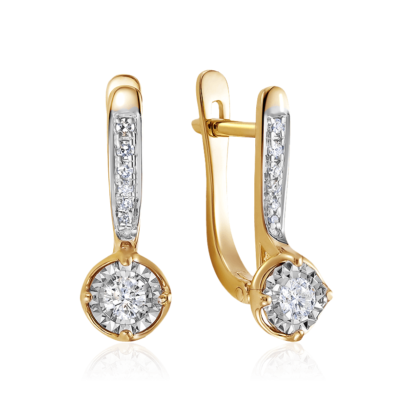 Серьги с бриллиантами из красного золота 585 пробы (арт. 105287)