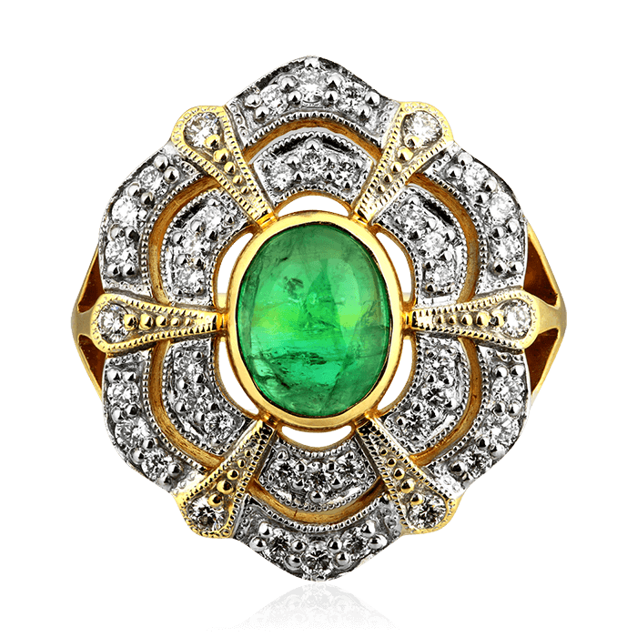 Кольцо с изумрудом, бриллиантами из желтого золота 750 пробы, фото № 4