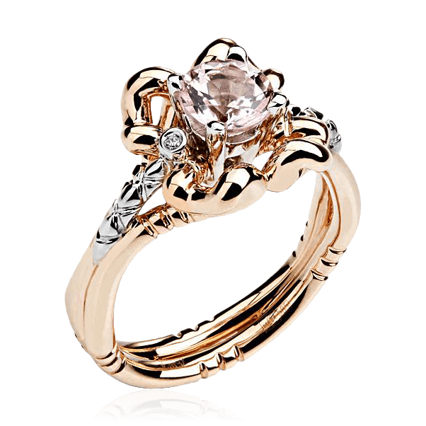 Кольцо с морганитом, бриллиантами из комбинированного золота 585 пробы (арт. 86226)