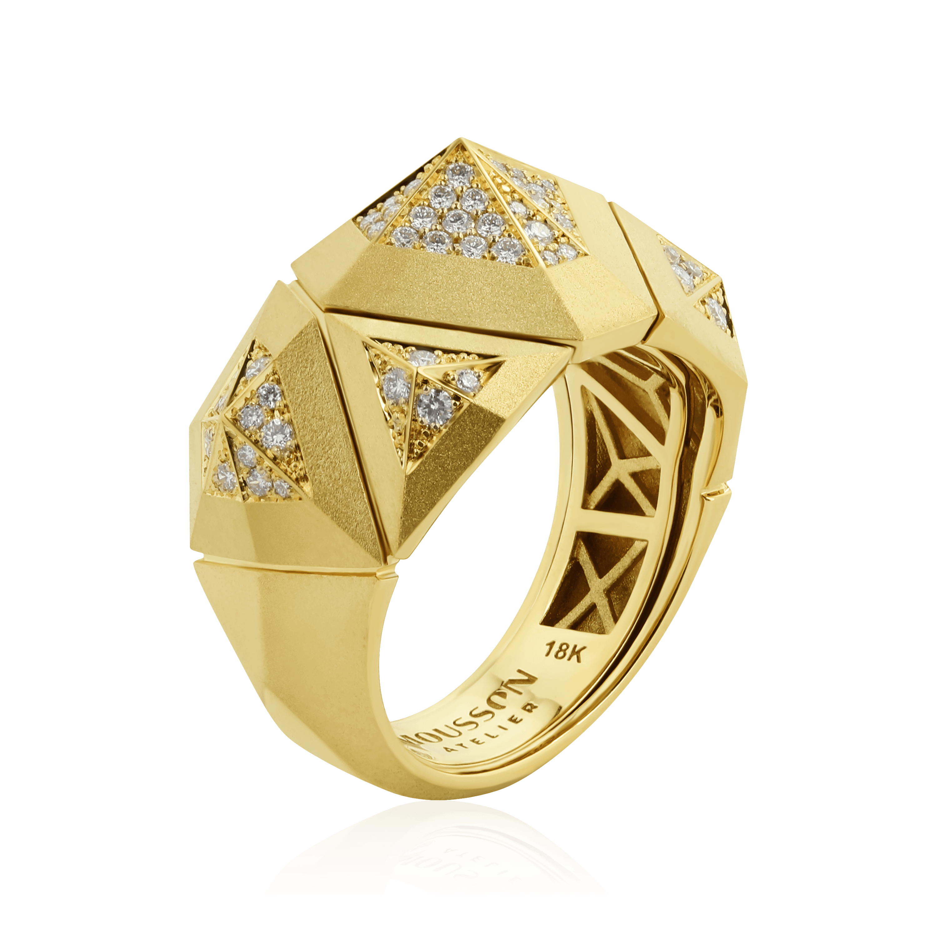 Кольцо с бриллиантами из желтого золота 750 пробы (арт. 102245)