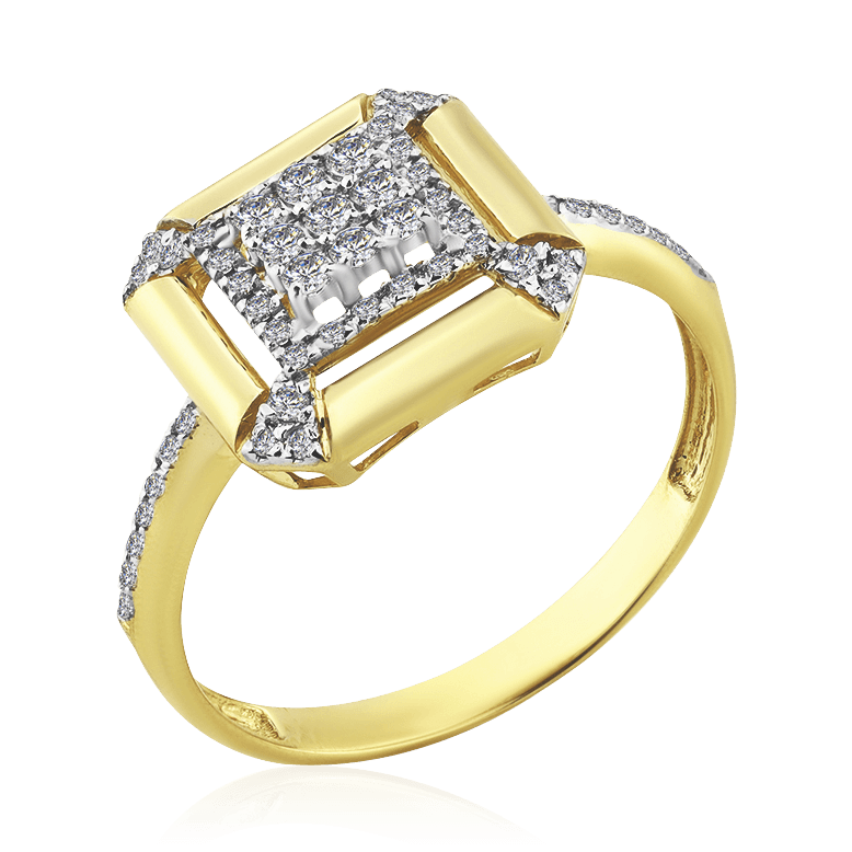 Кольцо с бриллиантами из желтого золота 585 (арт. 88206)