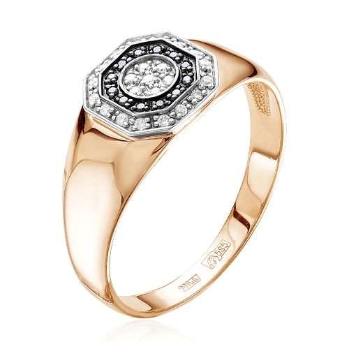 Мужское кольцо с бриллиантами из комбинированного золота 585 пробы (арт. 57921)