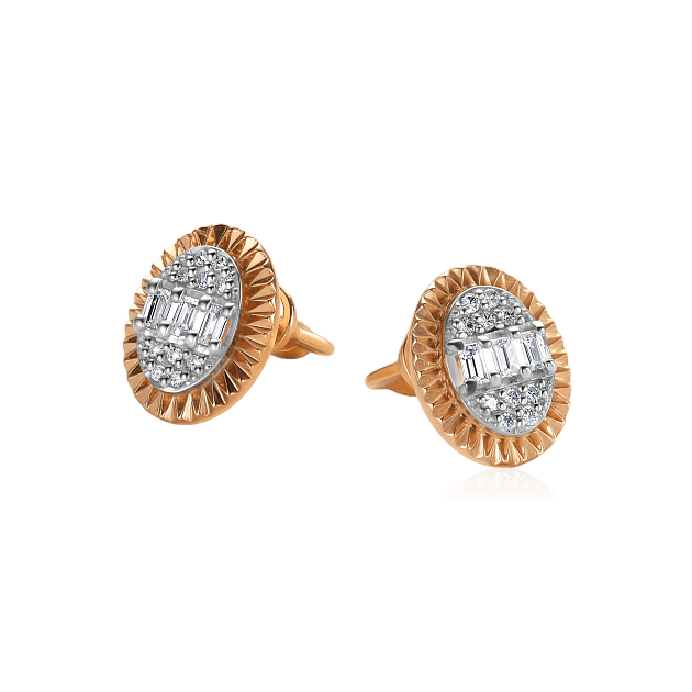 Серьги с бриллиантами из красного золота 585 пробы (арт. 124502)