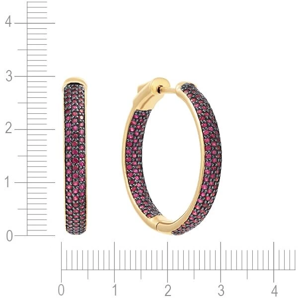 Серьги конго с рубином из желтого золота 585 пробы, фото № 3