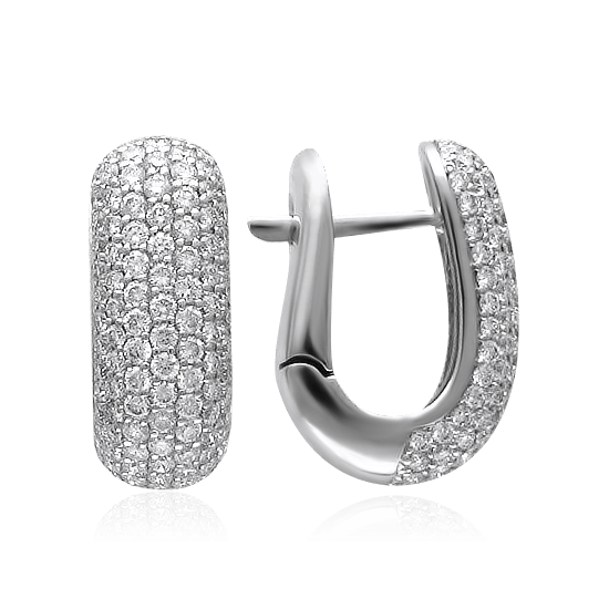 Серьги с бриллиантами из белого золота 750 пробы, фото № 1