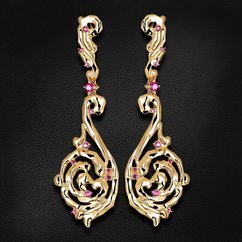 Серьги из сета Семейный очаг коллекции CHOICE с рубином из желтого золота 750 пробы (арт. 42085)