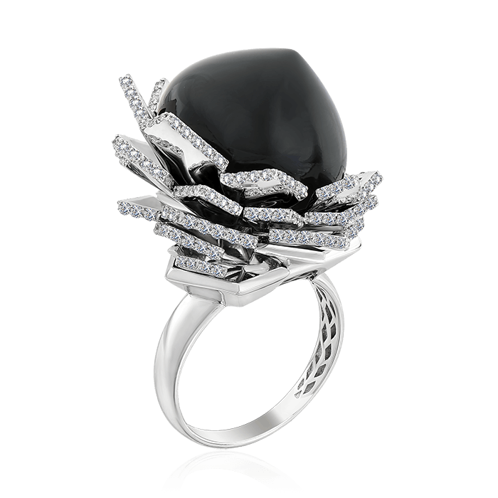 Кольцо с бриллиантами, кварцем из белого золота 585 пробы, фото № 1