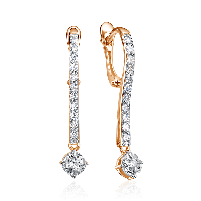 Серьги с бриллиантами из красного золота 585 пробы (арт. 125633)