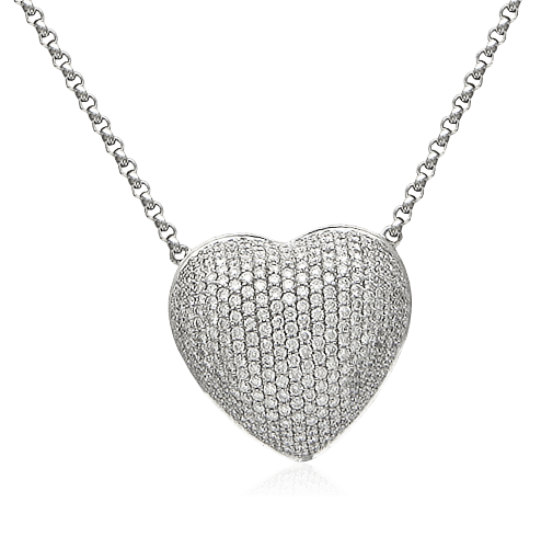 Колье Сердце с бриллиантами из белого золота 750 пробы из коллекции Love (Bergio), фото № 1