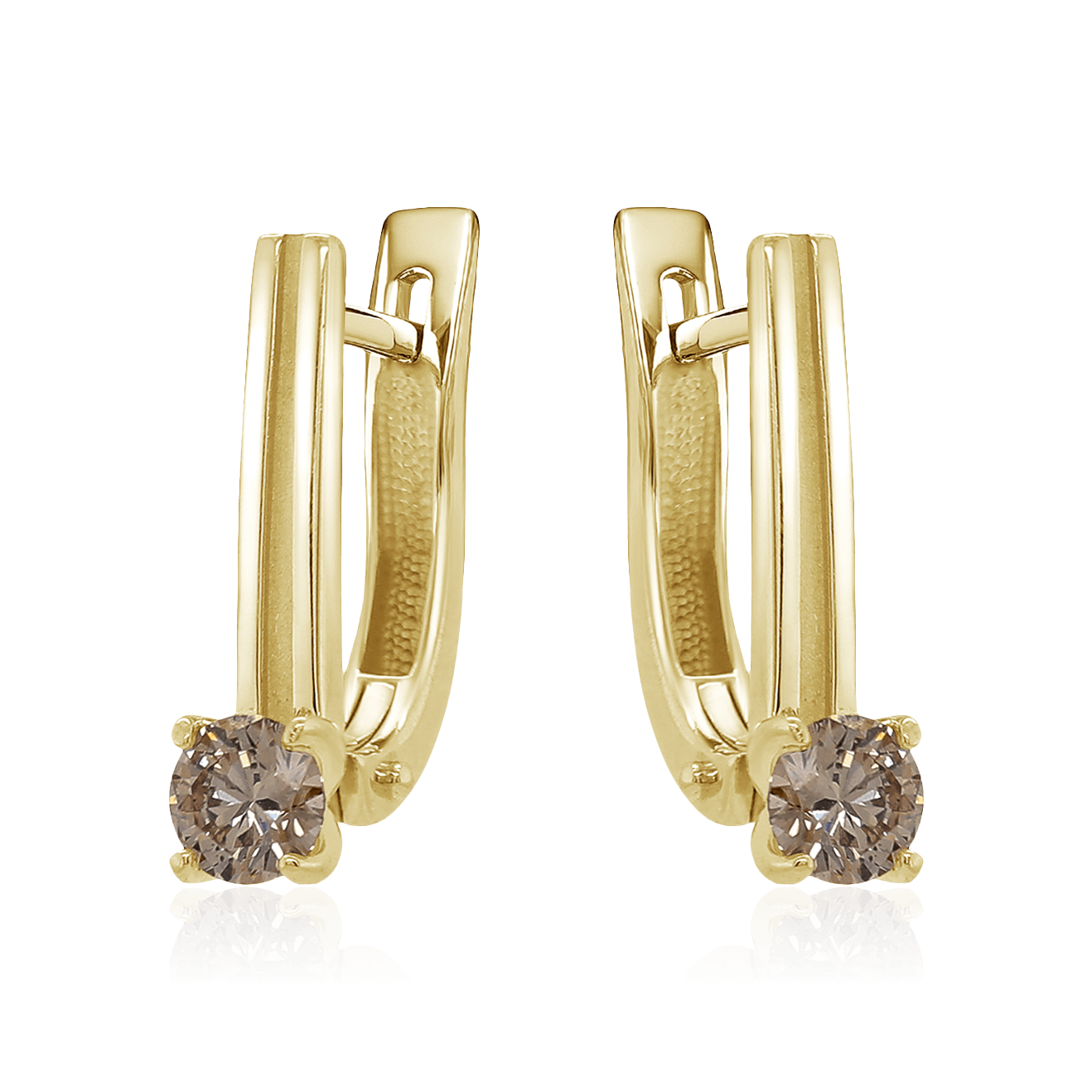 Серьги с бриллиантами из желтого золота 585 пробы (арт. 104198)