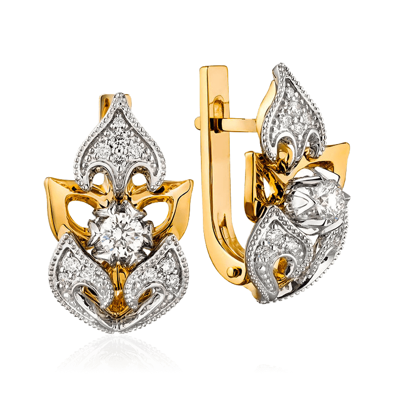 Серьги с бриллиантами из комбинированного золота 585 пробы (арт. 50544)