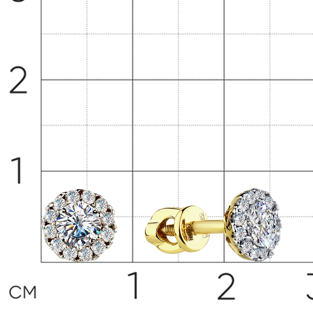 Серьги с бриллиантами из желтого золота 585 пробы, фото № 2