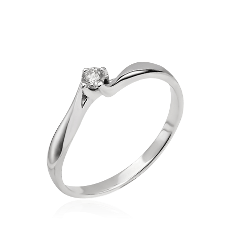 Кольцо с 1 бриллиантом из белого золота 585, фото № 1