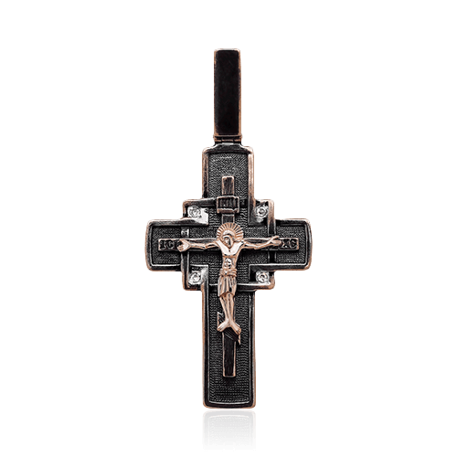 Крест с бриллиантами из красного золота 585 пробы (арт. 95754)