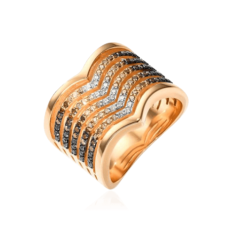 Кольцо с бриллиантами из красного золота 585 пробы (арт. 100404)