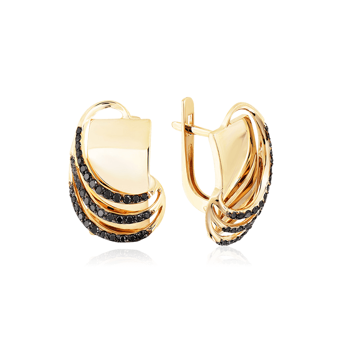 Серьги с бриллиантами из желтого золота 585 пробы (арт. 64037)