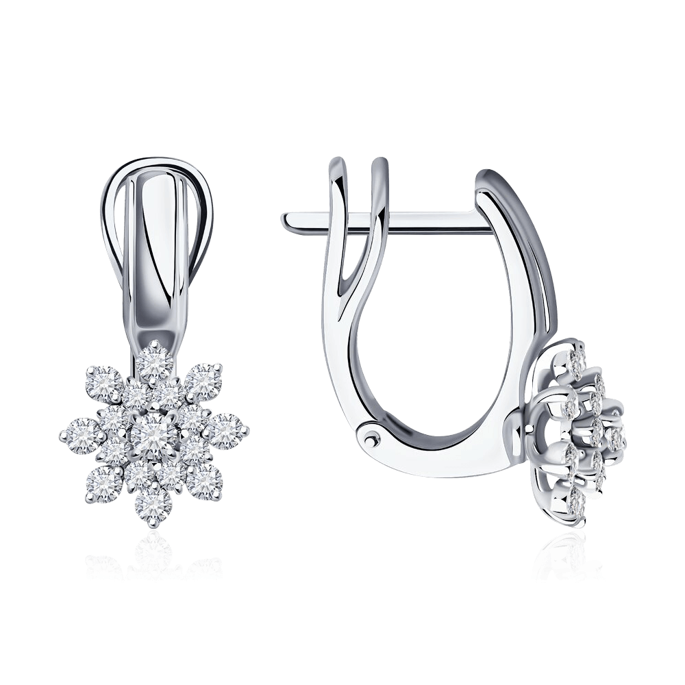 Серьги с бриллиантами из белого золота 585 пробы, фото № 1