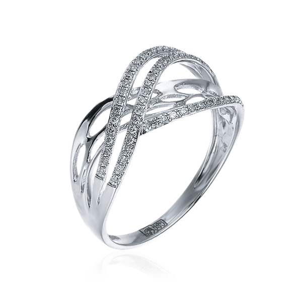 Кольцо с бриллиантами из белого золота 585 (арт. 40950)