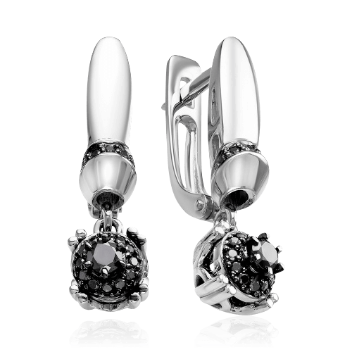 Серьги с бриллиантами из белого золота 585 пробы (арт. 61688)