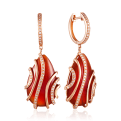 Серьги с агат, бриллиантами из красного золота 585 пробы (арт. 51017)