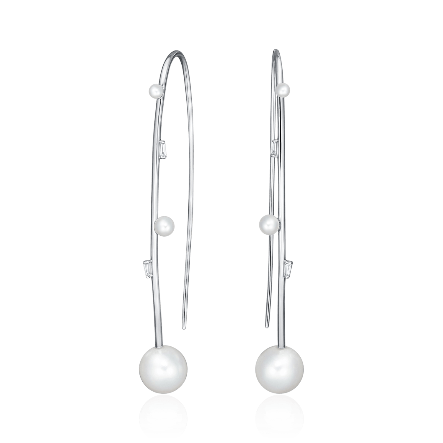 Серьги с бриллиантами, жемчугом из белого золота 585 пробы (арт. 134001)