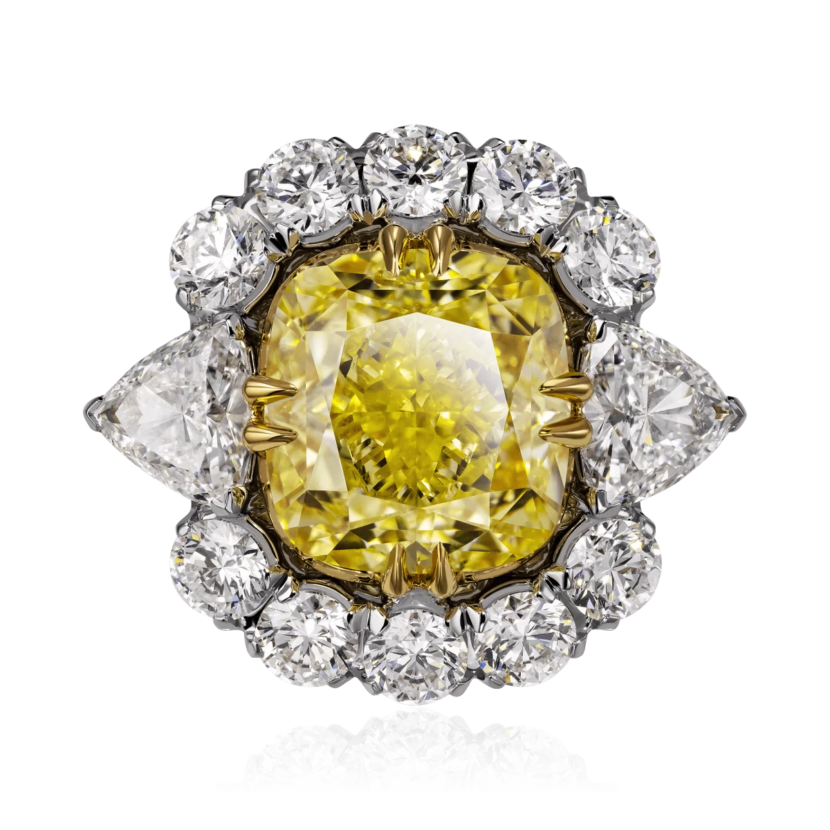 Кольцо с бриллиантами из желтого золота 750 пробы, фото № 2
