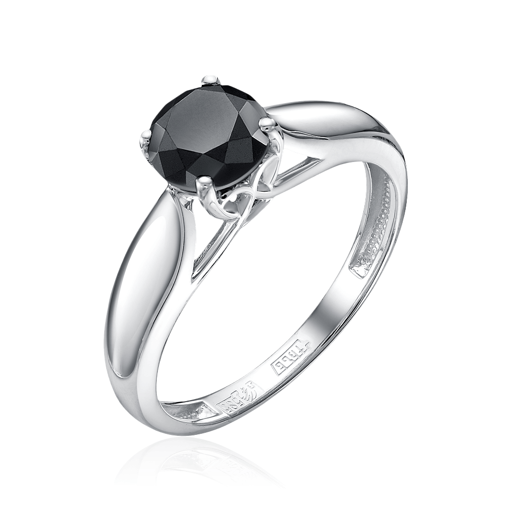 Кольцо с 1 бриллиантом из белого золота 585 пробы (арт. 102255)