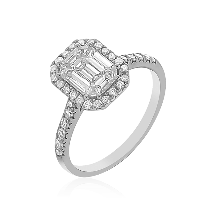 Кольцо с бриллиантами из белого золота 585 (арт. 71435)
