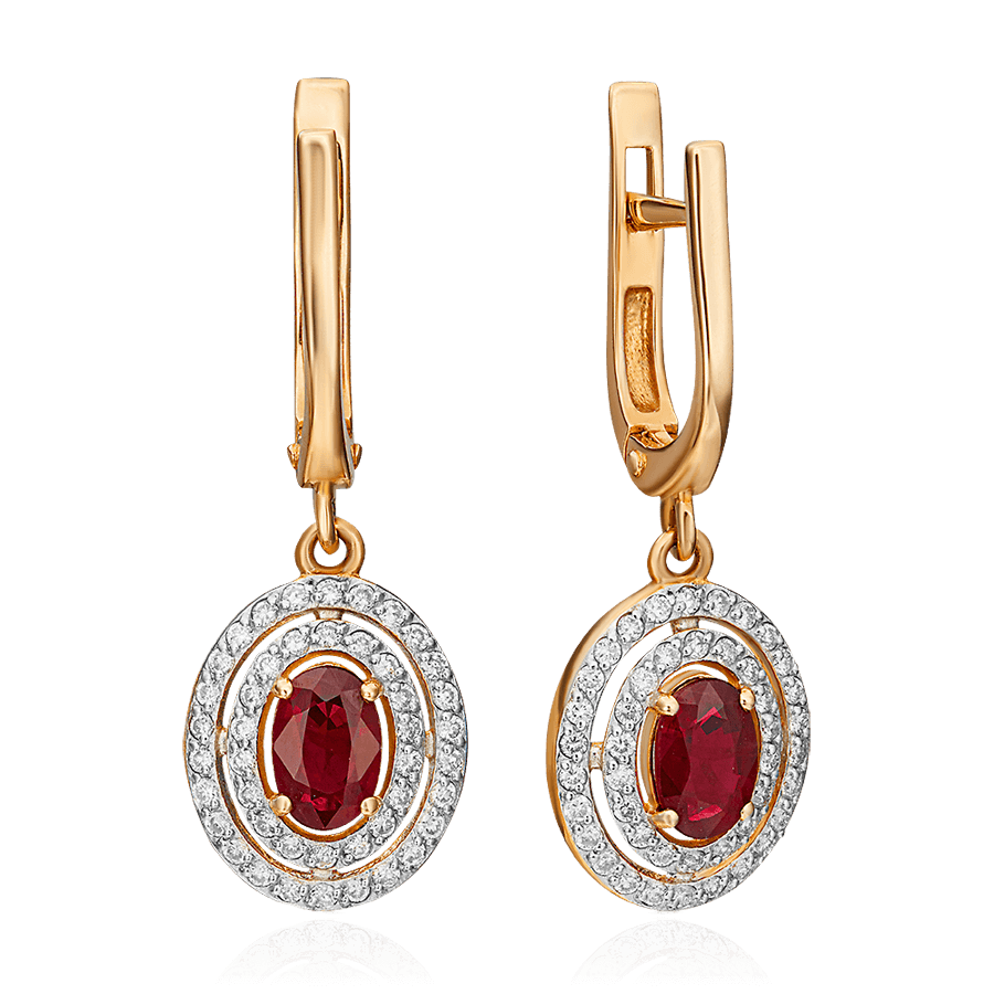 Серьги с рубином, бриллиантами из красного золота 585 пробы (арт. 71950)