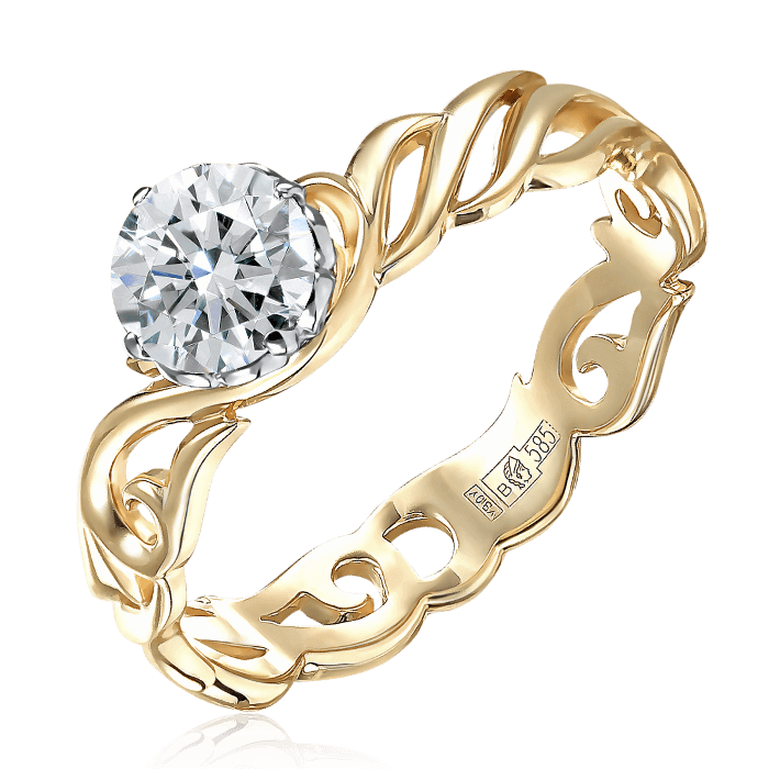 Кольцо с бриллиантами из желтого золота 585 (арт. 52223)