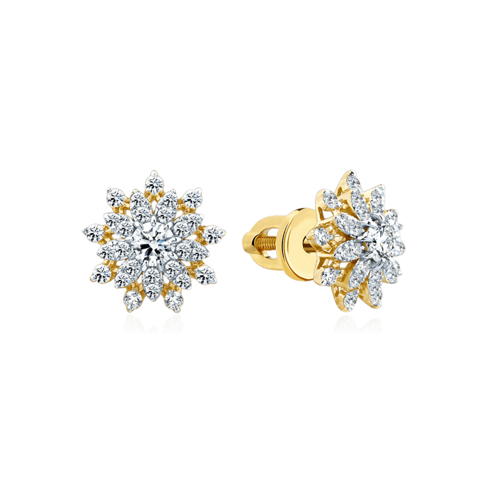 Серьги с бриллиантами из желтого золота 585 пробы (арт. 128589)