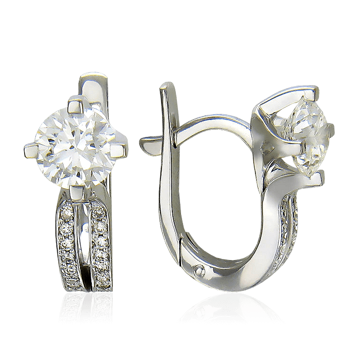 Серьги с бриллиантами из белого золота 750 пробы (арт. 24206)