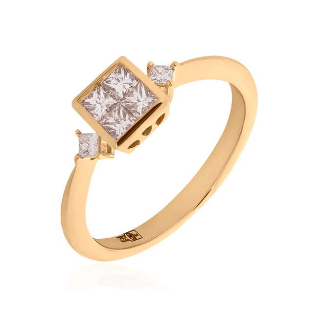 Кольцо с бриллиантами из желтого золота 585 (арт. 56200)
