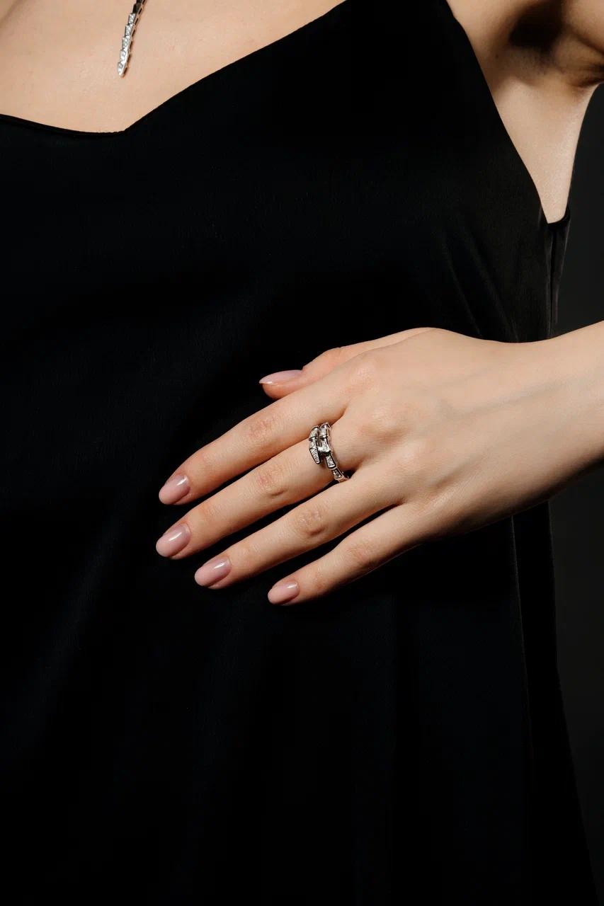 Кольцо Serpenti с бриллиантами из белого золота 585 пробы, фото № 2
