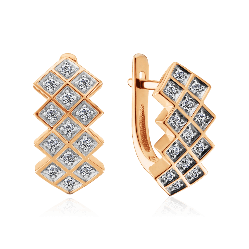 Серьги с бриллиантами из красного золота 585 пробы (арт. 133462)