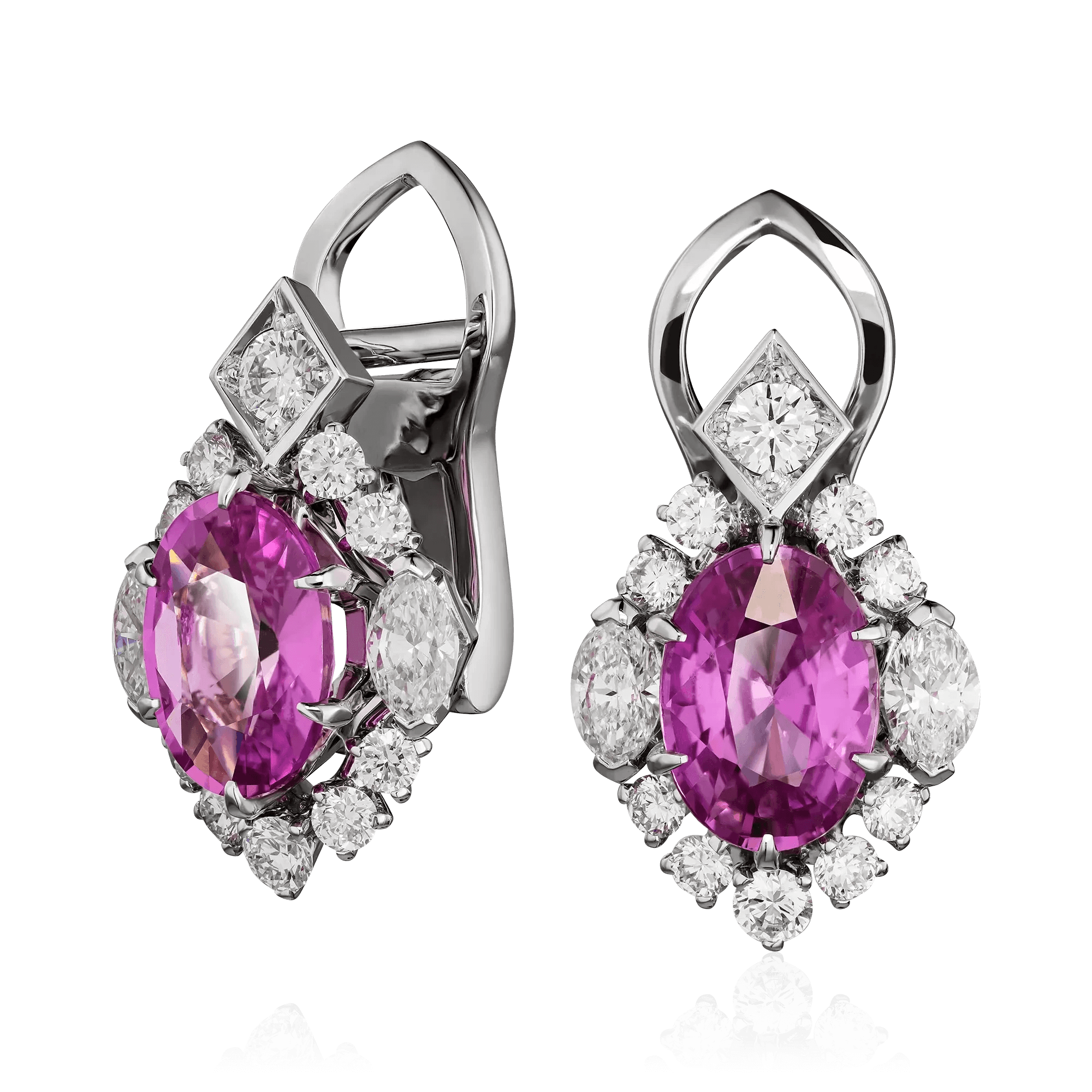 Серьги с сапфиром, бриллиантами из белого золота 750 пробы, фото № 1