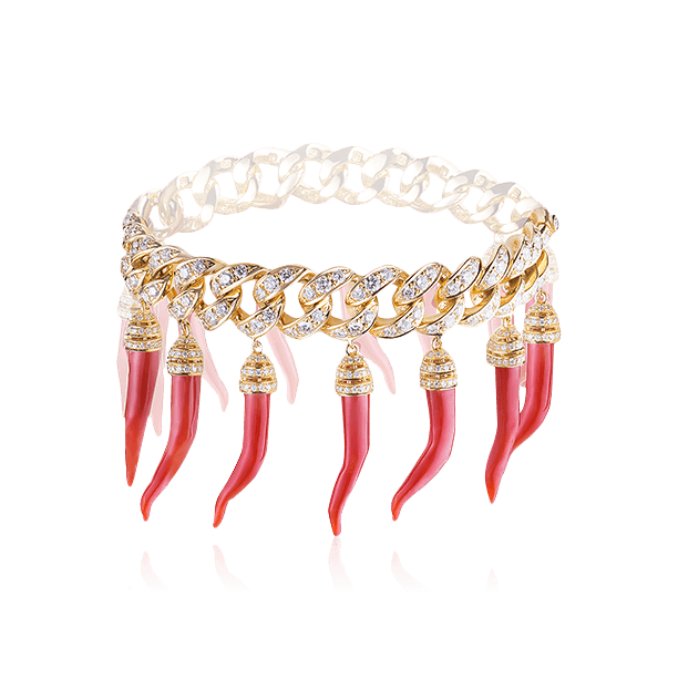 Браслет-колье Перчинка с кораллом, бриллиантами из красного золота 750 пробы, фото № 1
