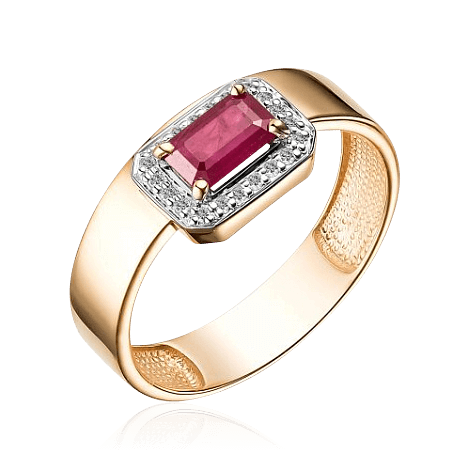 Кольцо с рубином, бриллиантами из красного золота 585 пробы (арт. 103674)