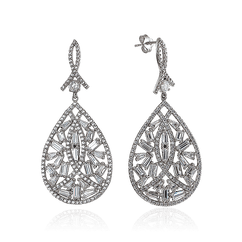 Серьги с цирконом из серебра 925 пробы (арт. 50249)