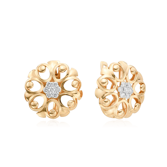 Серьги с бриллиантами из красного золота 585 пробы (арт. 35435)